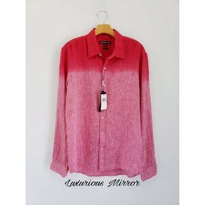 Michael Kors Ombre Colorblock 100% Linen Slim Fit Sun Faded Minimalist Shirt M